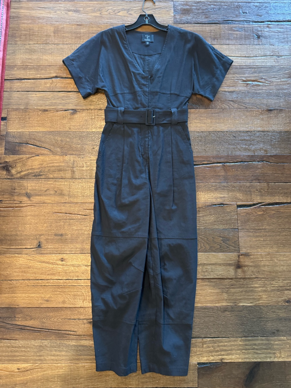 A.L.C. Black Belted Wide-Leg Jumpsuit